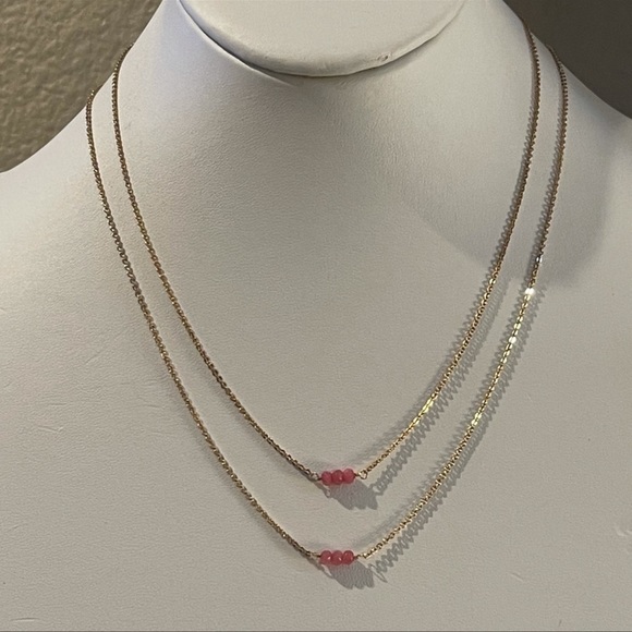 2 x Faceted natural rhodonite gold necklaces - Picture 3 of 6